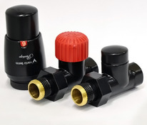 Комплект подкл. радиатора прямой 1/2"х1/2" Vario ROYAL  черный глянцевый